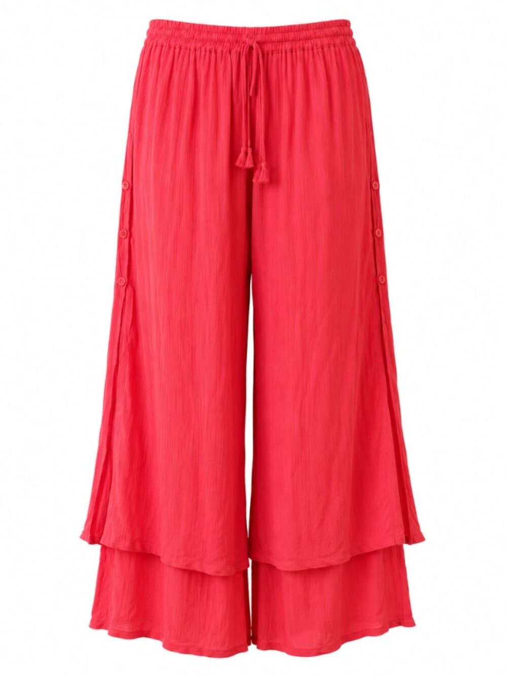 Fiori Pinky Red Double Layer Wide Leg Pants Size Large